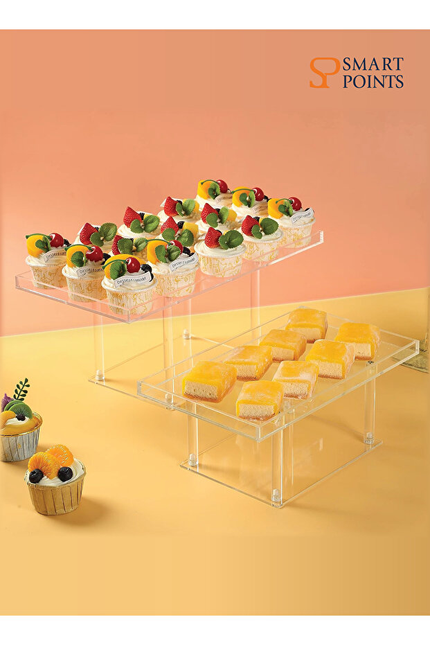 مجموعة عرض طاولة الحلوى، 3 قطع، حاملات عرض الحلوى من الأكريليك الشفاف، حاملات البوفيه - 5