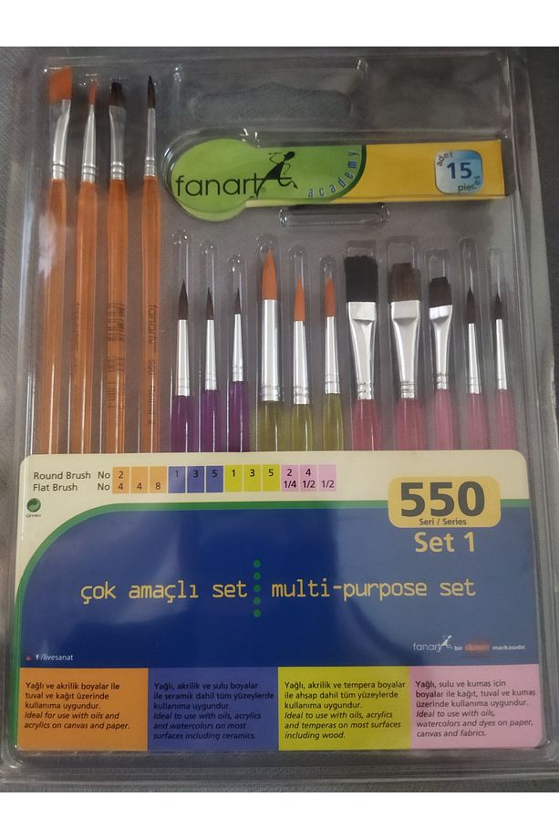 Fırça Seti 15 Adet Sulu Boya, Yağlı Boya Fırça Set - 7