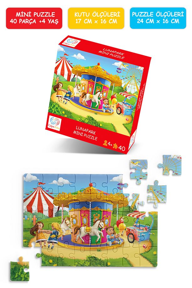 Lunapark Mini Puzzle 40 Parça 3-7 Yaş Çocuk Puzzle Yapboz - 1