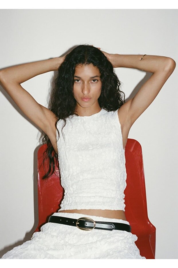 Askılı dantel tişört - 5