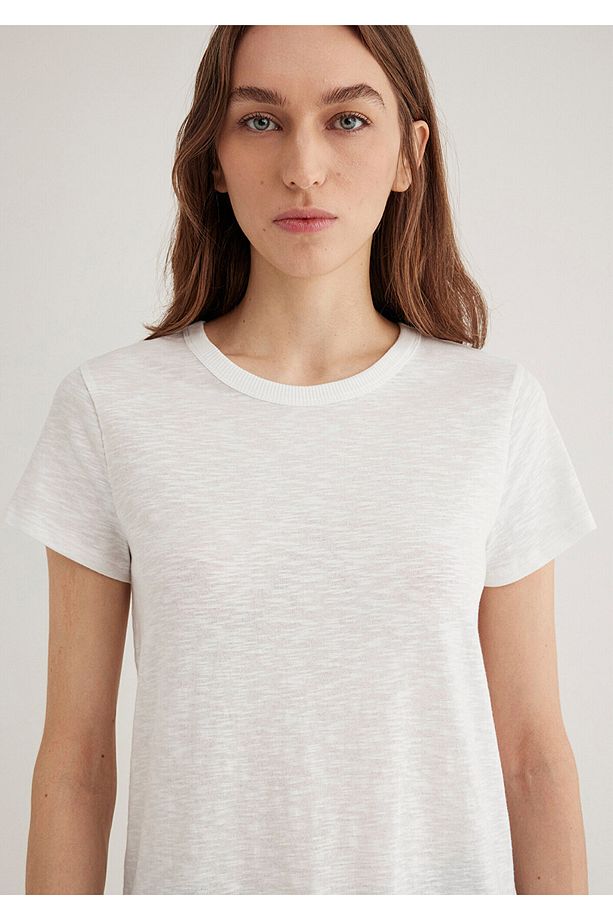 Ekru Basic Tişört Regular Fit / Normal Kesim 1613075-70057 - 6