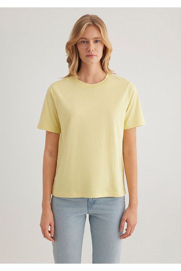 Sarı Basic Tişört Regular Fit / Normal Kesim 1600955-71303 - 3