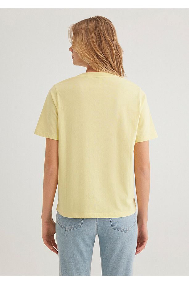 Sarı Basic Tişört Regular Fit / Normal Kesim 1600955-71303 - 4