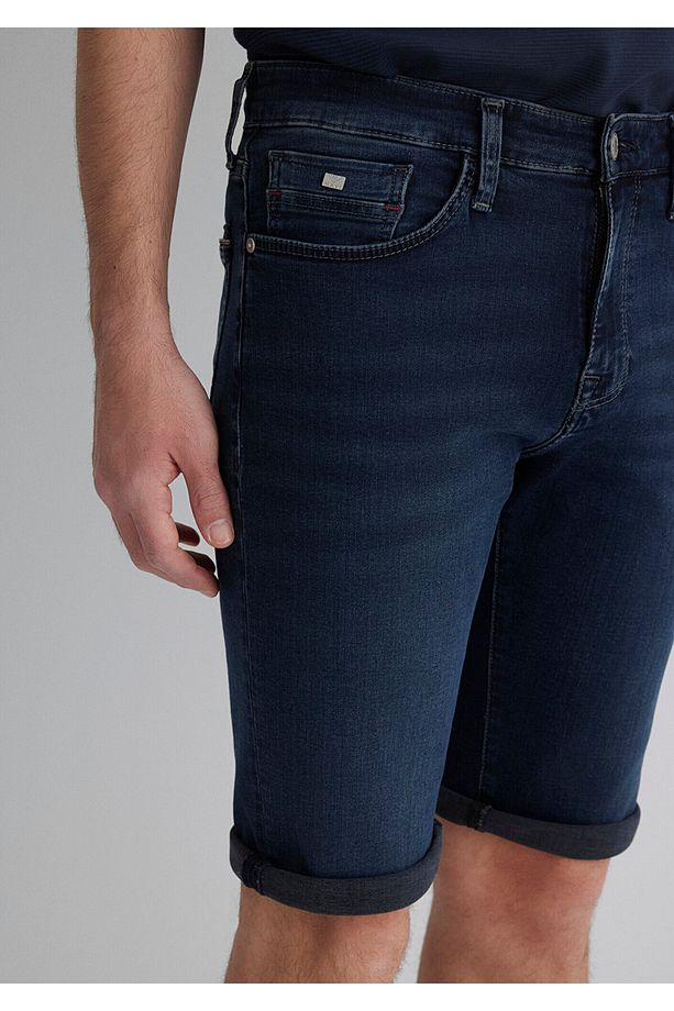 Nicholas Mavi Premium Gece Mavisi Jean Şort 0416087141 - 6