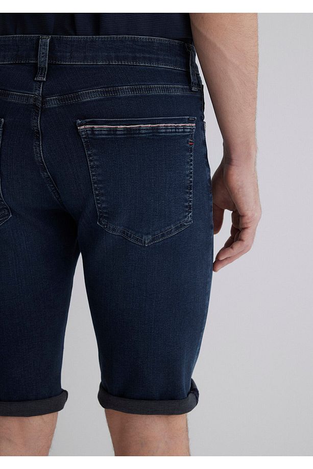 Nicholas Mavi Premium Gece Mavisi Jean Şort 0416087141 - 7