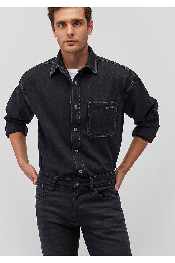 Aidan Black Antrasit Jean Gömlek Regular Fit / Normal Kesim 0210588-85622 - 2