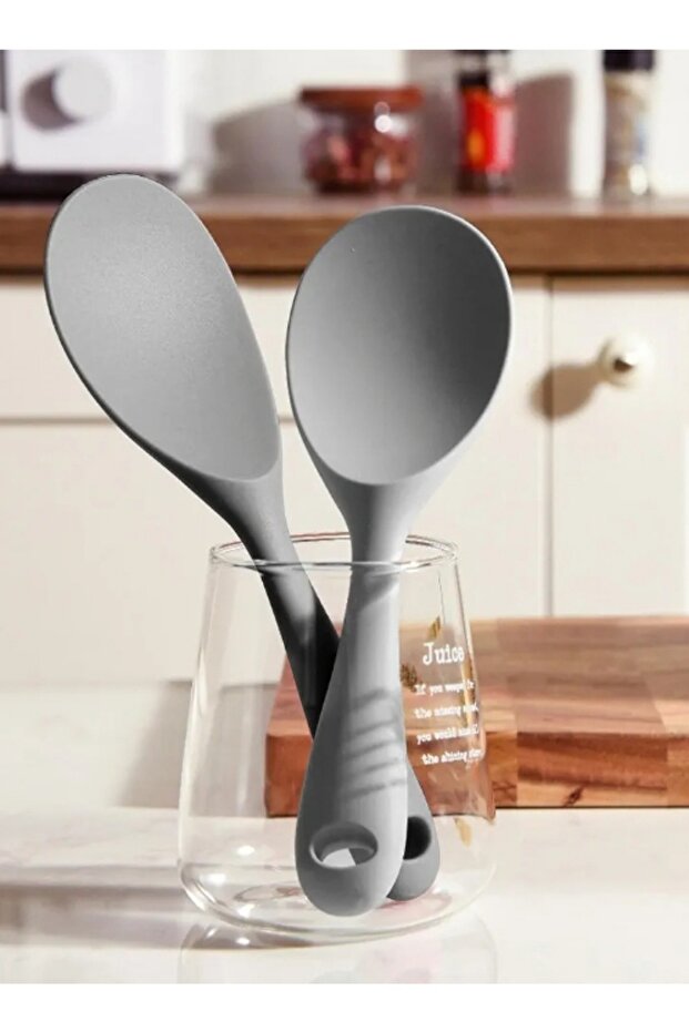 22.5 cm High Heat Resistant Hard Tip 2 Pcs Gray Rice Spoons