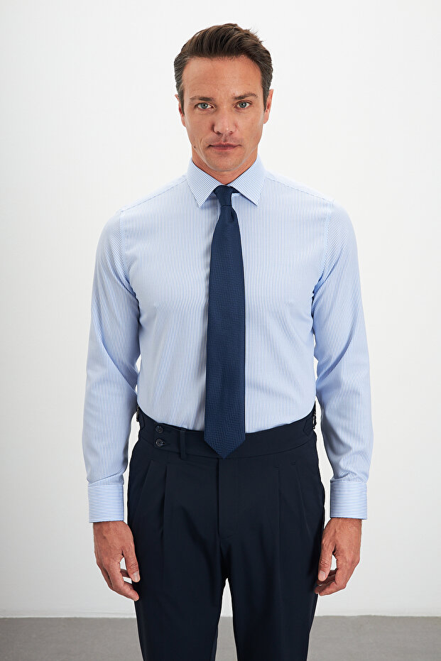Iron-Free Non-Iron 100% Cotton Classic Collar Stripe Shirt
