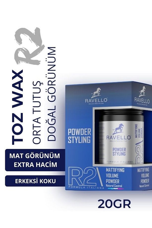 R2 Erkek Toz Saç Şekillendirici Wax - Hafif Orta Kontrol 20 gr Erkekler Için Pudra Wax - 1