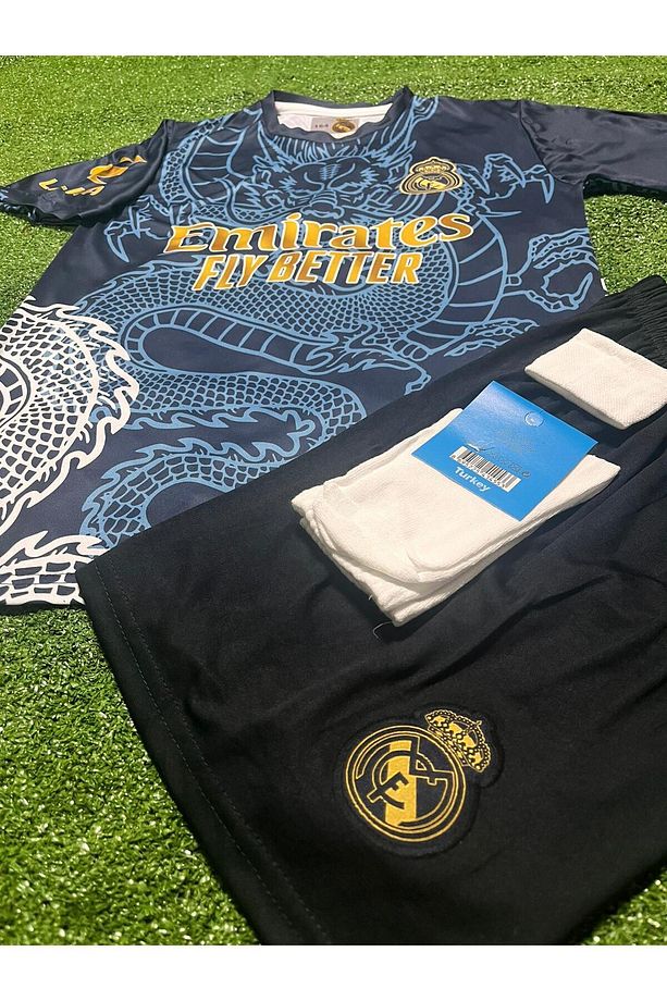 R.e.a.l M.a.d.r.i.d 2024/25 Yeni Sezon Kylian Mbappe Konsept Çocuk Forması 4'lü Set (BLACK-GOLD) - 2