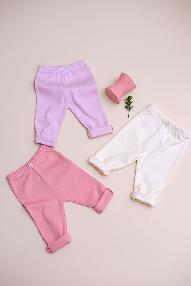 3-Piece Combed Cotton Baby Girl Leggings 100% Cotton