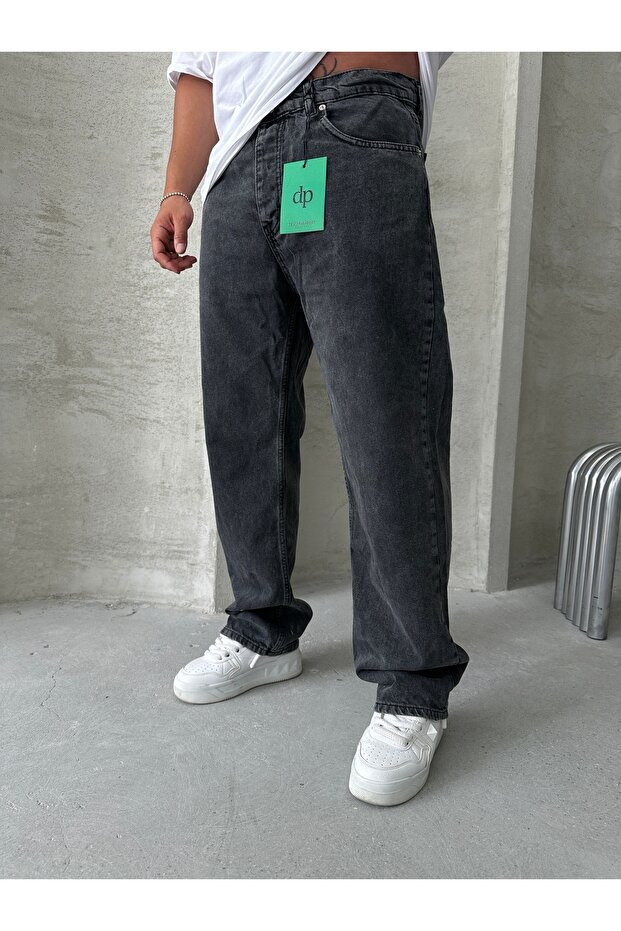 Black Smoked Baggy Loose Jeans