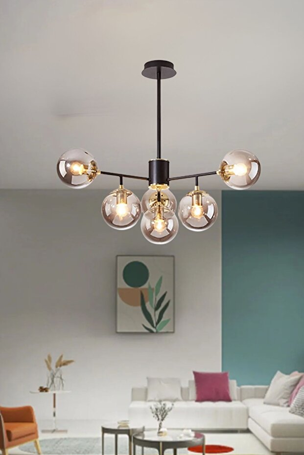 Sicilya Modern Globe (KAPALI) Ithal Camlı Altılı Avize - 1