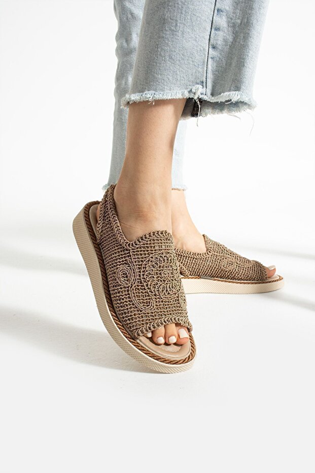 Mink Straw Knitted Sandals - 2