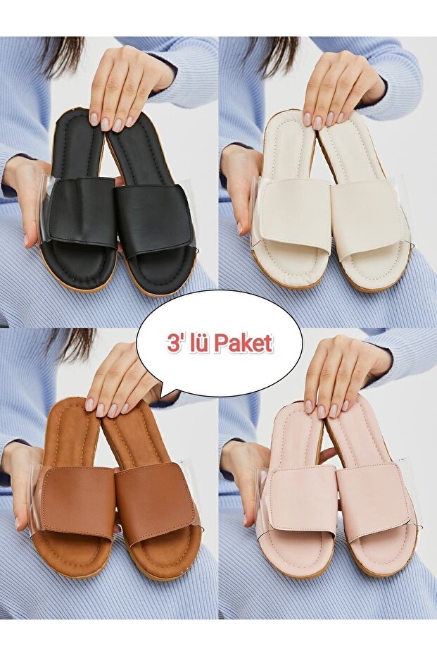 3-Pack Transparent Side Women's Slippers Open Front Outdoor and Home Slippers Dowry Bundle Set