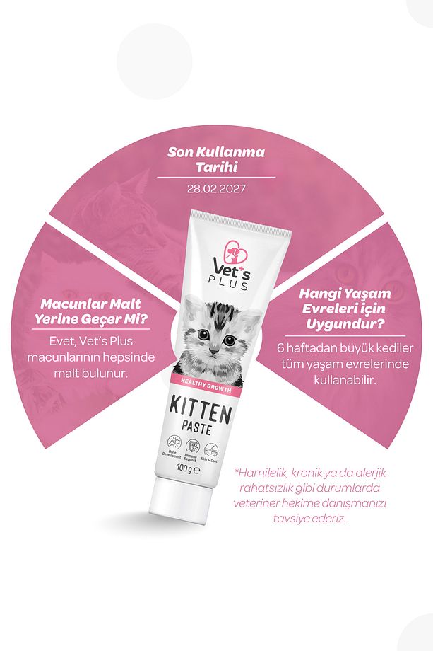 Kitten Taurinli Malt Macun 100gr - Yavru ve Anne Kediler İçin Tüy Yumağı Önleyici Paste - 4