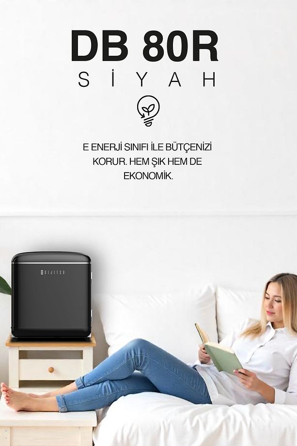 Db80rbl Retro Siyah Mini Buzdolabı - 1