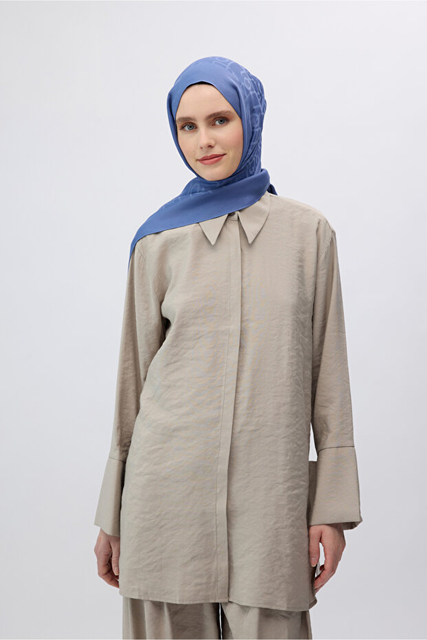 İpek Jakar Monogram Şal İndigo - 5