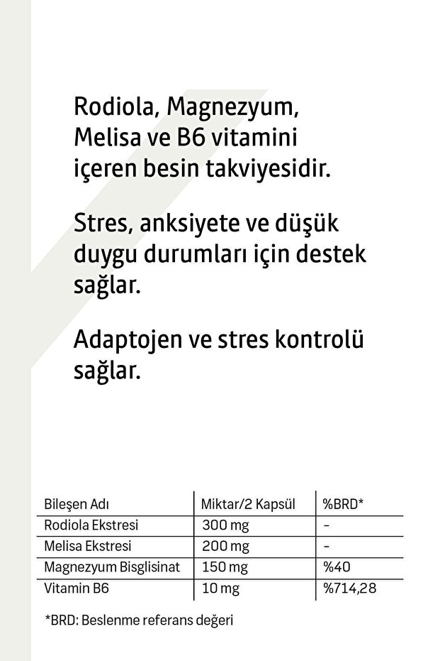 Rodiola Melissa & Magnezyum Içeren Bitkisel Takviye | 60 Kapsül - 5