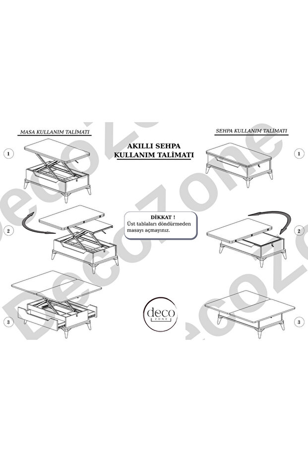 AKILLI SEHPA FONKSİYONEL AÇILIR MASA 3 KADAMELİ ORTA SEHPA - 5