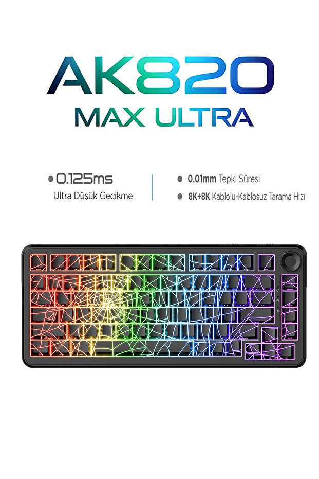AK820 Max Ultra 3 Modlu Manyetik Switch Klavye-8+8K tepkime Süresi-128 K Tarama Hızı Web Driver - 1