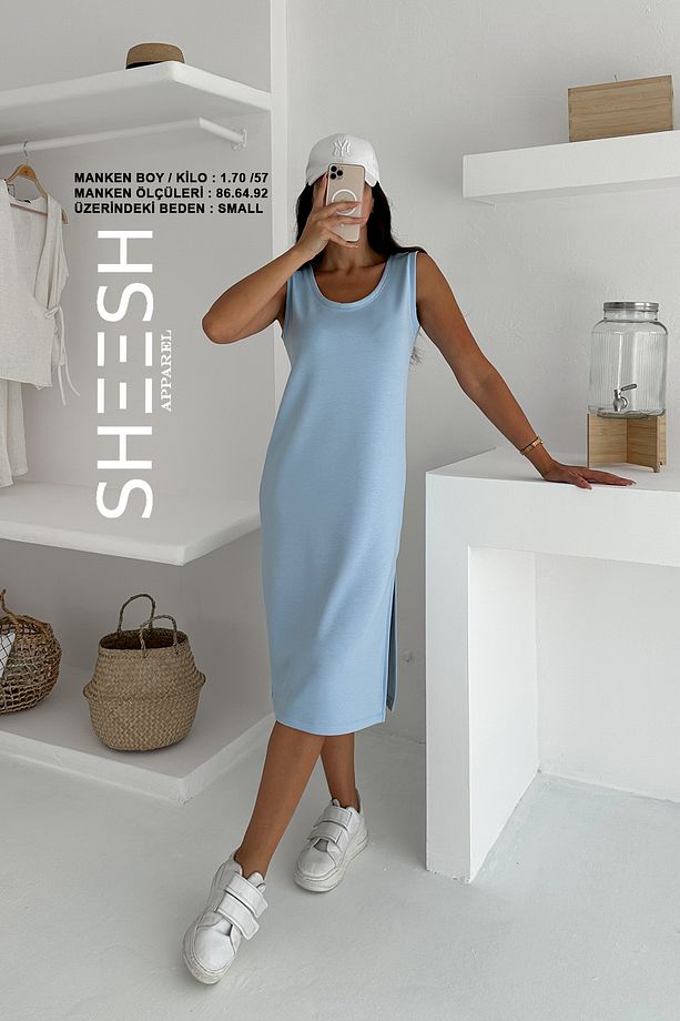 Bebe Mavi Askılı Basic Modal Yazlık Elbise - 3