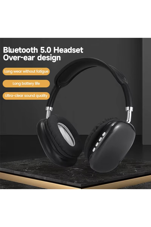 P9 Kablosuz 5.0 Bluetooth Uyumlu Kulaklık Üst Baş Yapısı Süngerli 400mA pil 10 saat müzik çalma. - 1