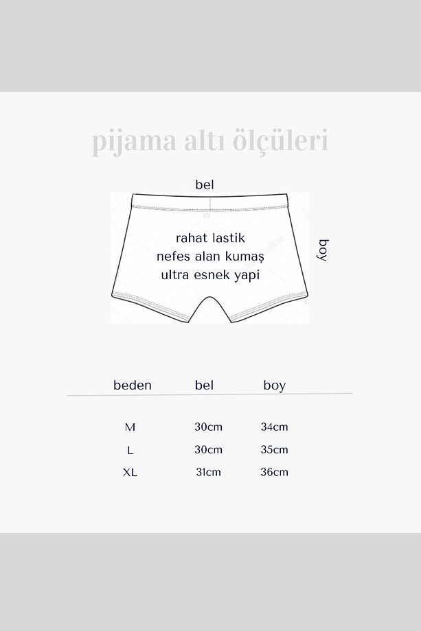 Kadın Pijama Altı Şort Boxer Pamuklu Ultra Esnek Rahat Kumaş - 2
