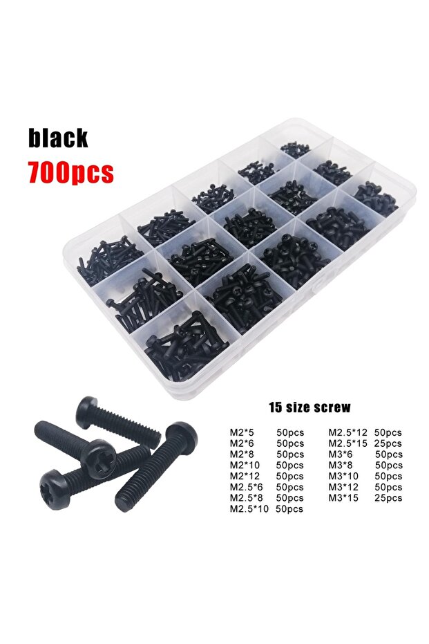 black 700pcs 300/700/1160pcs M2 M2.5 M3 M4 Black White Nylon Plastic Insulating Cross Phillips Pan R