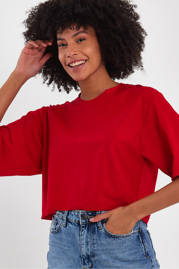 Kadın Basic Oversize Crop - 4