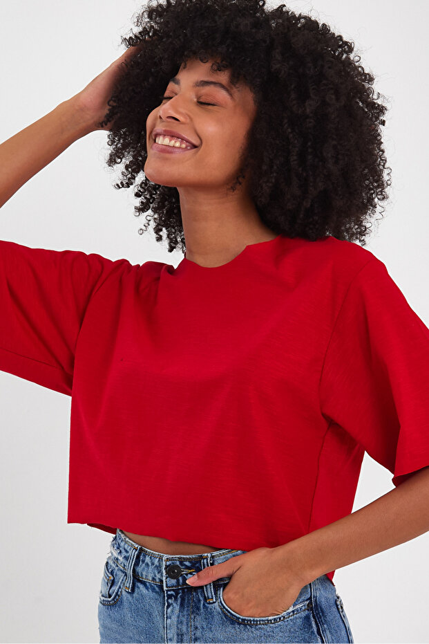 Kadın Basic Oversize Crop - 3