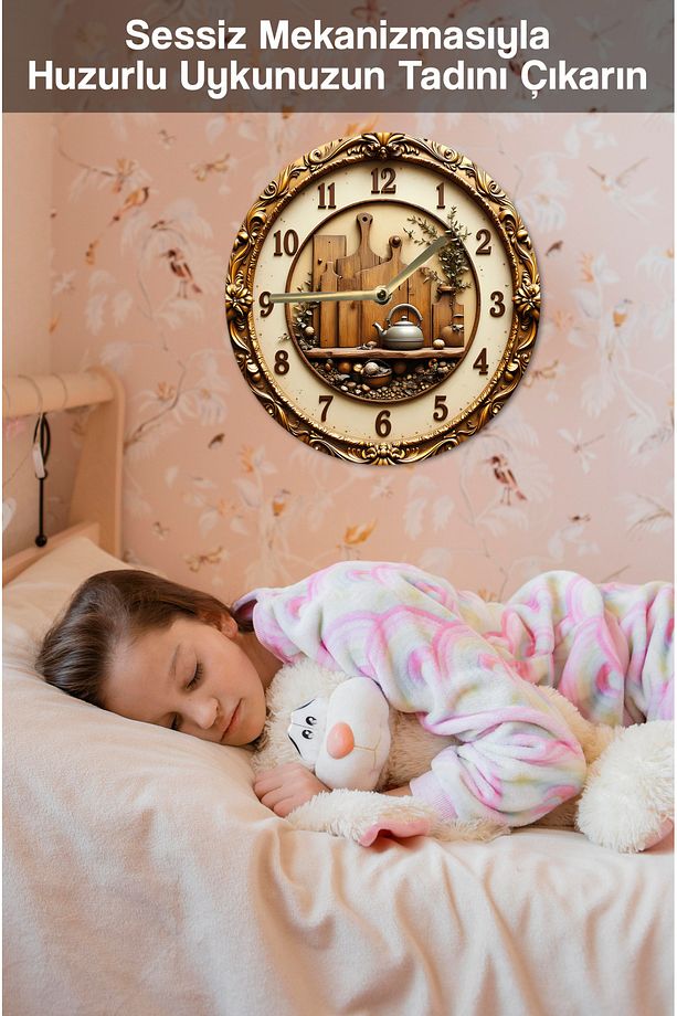🕰️ Klasik Mutfak Temalı MDF Duvar Saati – 33 cm | 3D Görünümlü UV Baskı SDW351 - 5
