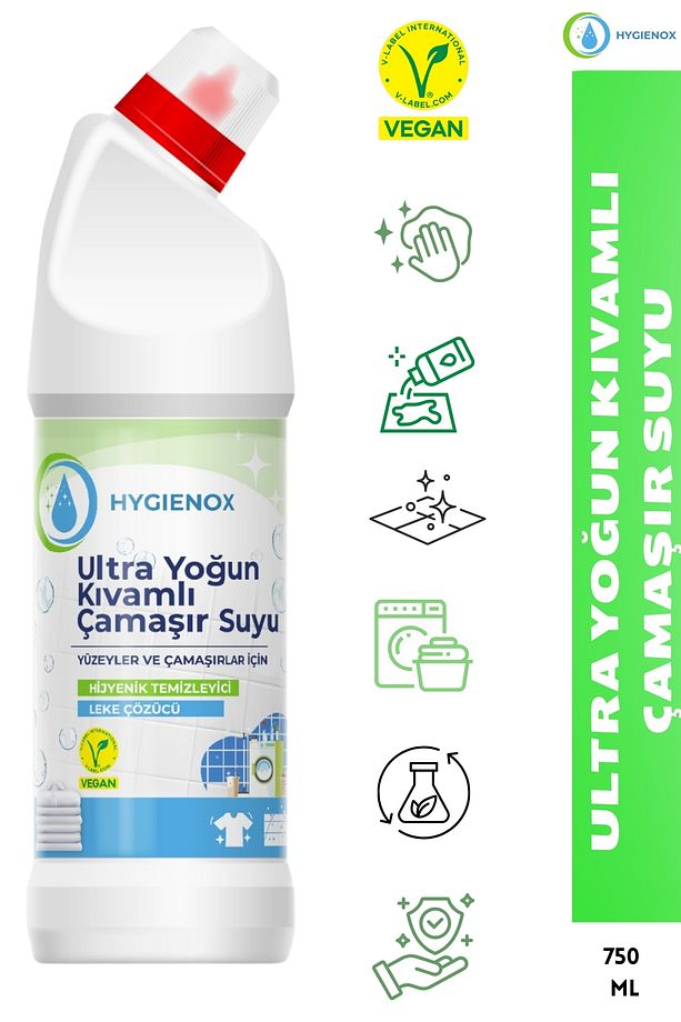 Ultra Yoğun Kıvamlı Bitkisel Çamaşır Suyu Vegan Hijyenik Temizleyici 750 Ml. - 3