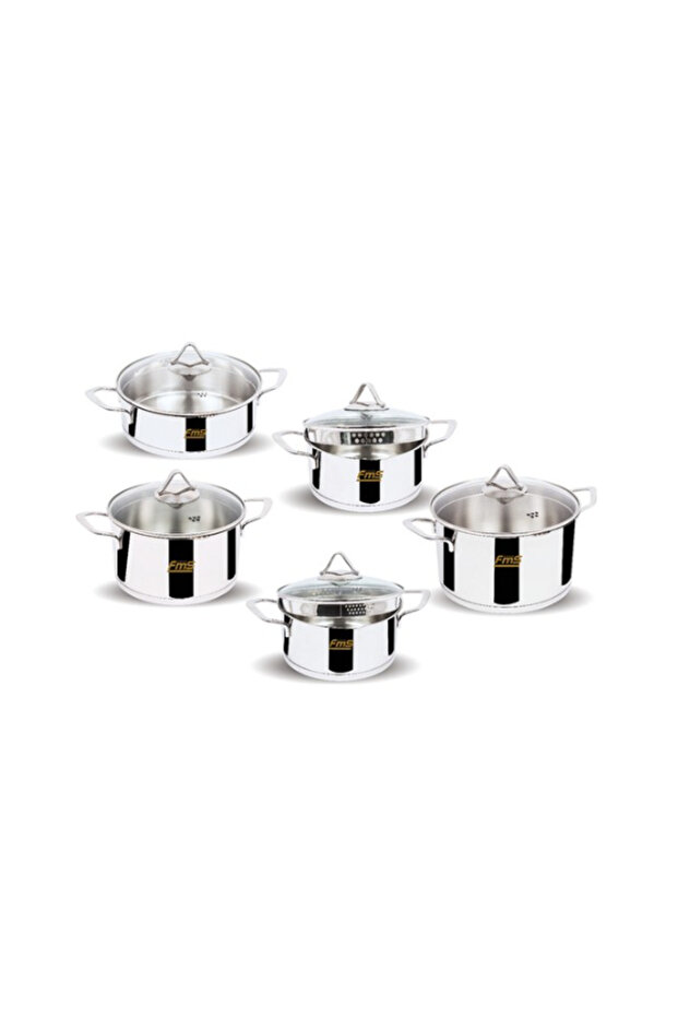 Süzgülü 10 Parça Lüx Çelik Tencere Takımı Metal 6027 - 1