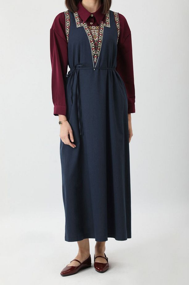 Hazal Etnik Nakışlı Jile Lacivert - 6