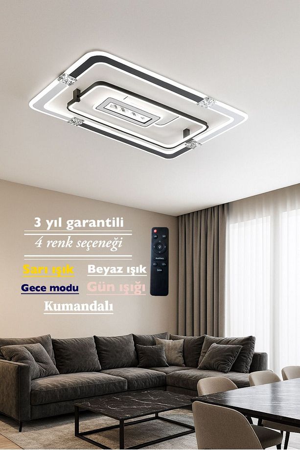 Lucent Dikdörtgen Şık Ledli Tasarım Avize - 3