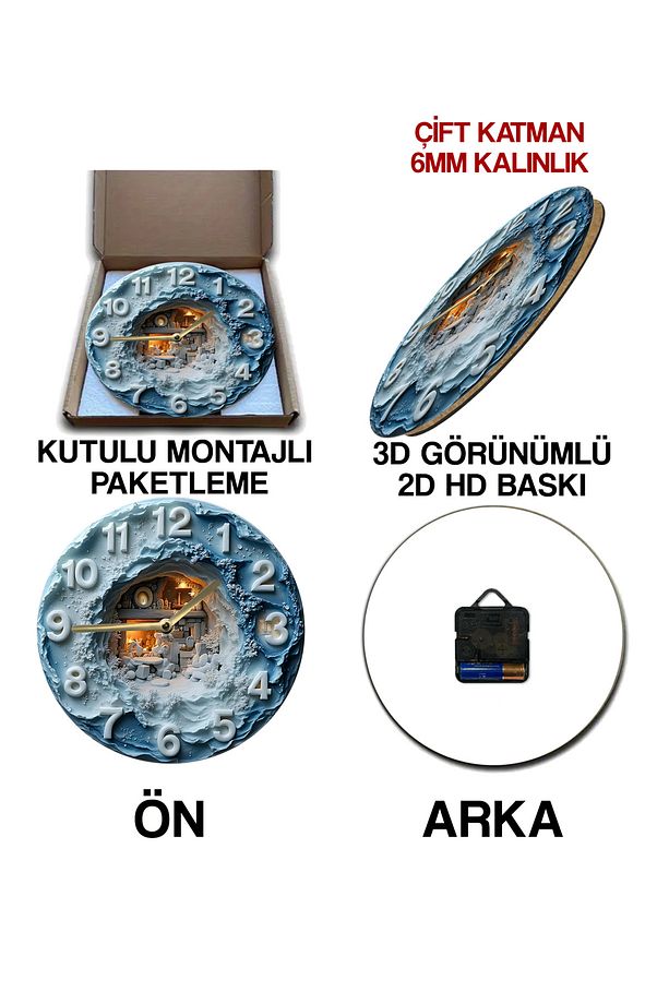 Sessiz Yuvarlak Ahşap Duvar Saati, Kuvars Hareketli 3d Görünümlü 2d Saat Sdw097 - 7