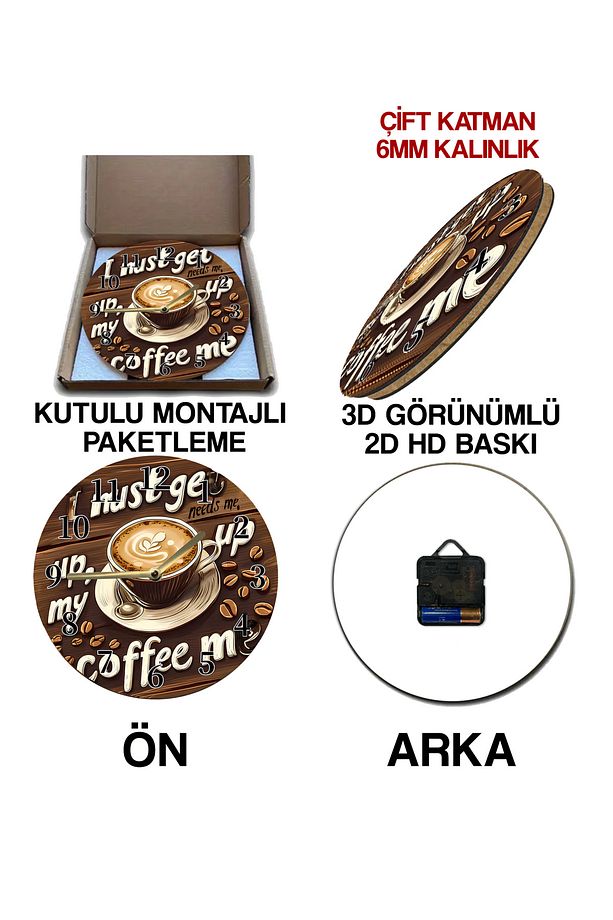 Sessiz Yuvarlak Ahşap Duvar Saati, Kuvars Hareketli 3d Görünümlü 2d Saat Sdw139 - 6