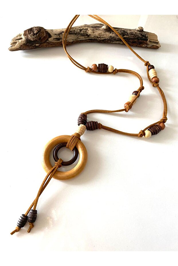 Bohem Authentic Wooden Ring, Beads Ayd. Design Necklace