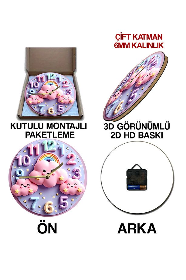 Sessiz Yuvarlak Ahşap Duvar Saati, Kuvars Hareketli 3d Görünümlü 2d Saat Sdw Serisi - 7