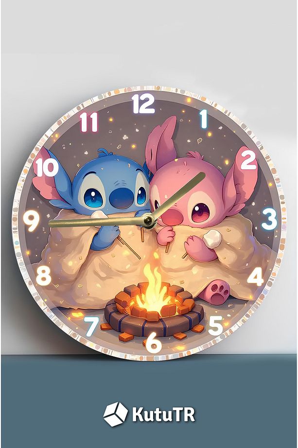 🔥 Sevimli Kamp – 3D Görünümlü Çocuk Odası Duvar Saati 🐾🕒 sdw273 - 3