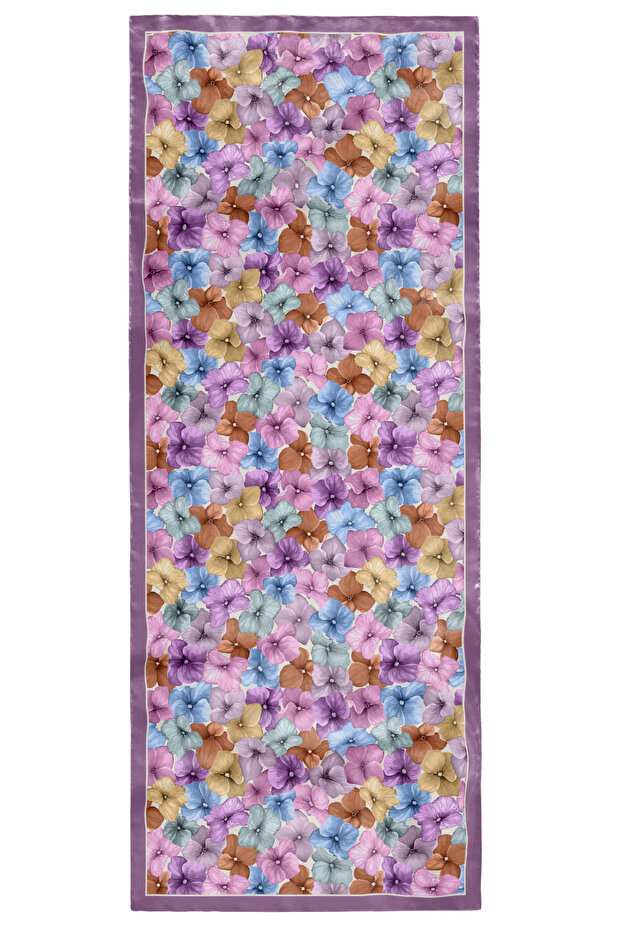 Hydrangea Flower Pattern Lavender Soft Cotton Shawl - 5