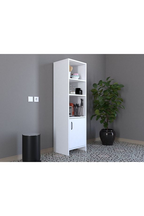 Lidart Çok Amaçlı MDF Dolap Tek Kapaklı 3 Raflı Beyaz Mutfak Kiler Banyo Dolabı ÇAD001 - 6
