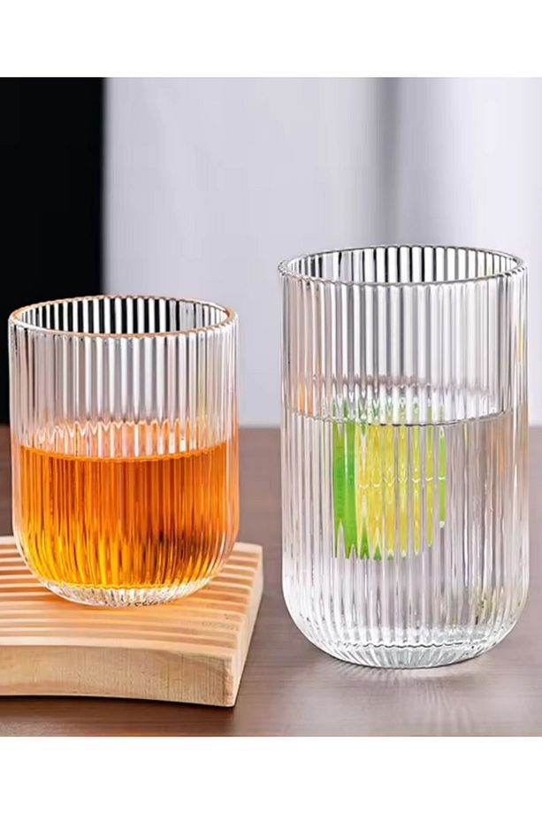 Çizgili Su,Meşrubat,Latte,Nescafe, Smoothie Cam Bardak 2 Adet 160 ML-2013 - 2