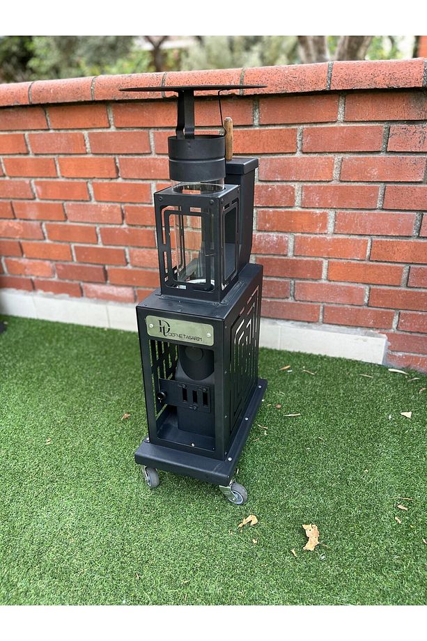 Mini Pelet Soba Izgaralı Kamp Tipi Pelet Sobası Kasalı Muhafazalı - 1