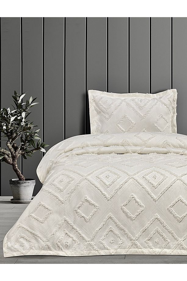 Iskandinav Tek Kişilik Yatak Örtüsü Takımı 180x250 - EKRU - - 1