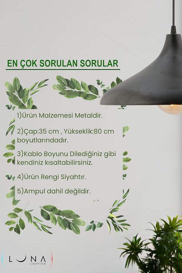 Apollo Siyah Renk Rustik Tekli Avize Sarkıt Salon Mutfak Oturma Odası Lamba - 3