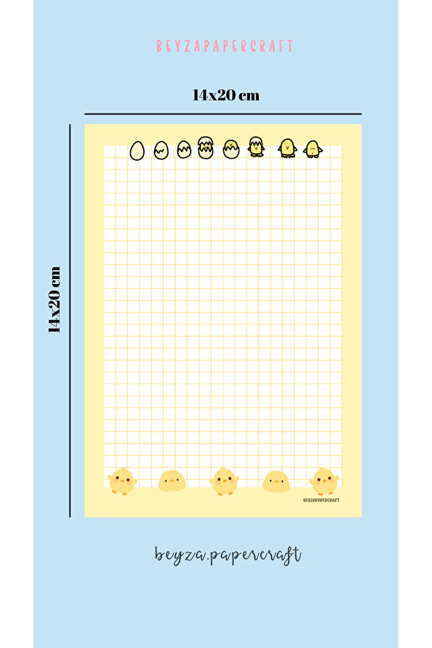 BeyzaPaperCraft 3'lü Set Sevimli Civciv Temalı Kareli Notepad Seti (9x9)(10x14)(14x20) Not Kağıdı - 8