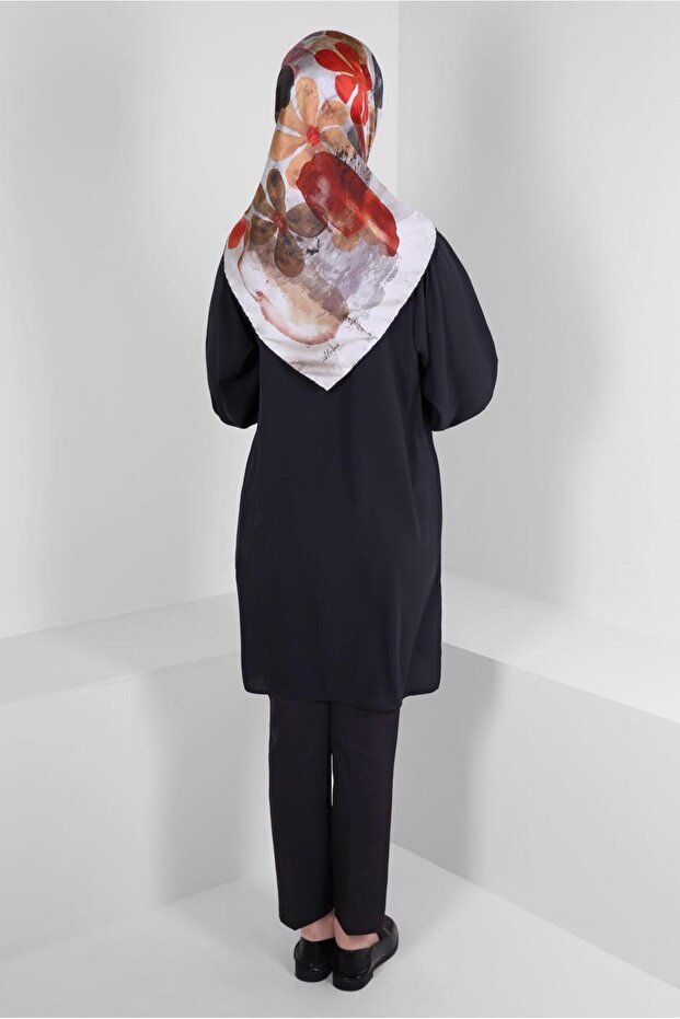 HIDDEN BUTTON TUNIC WITH COLLAR BINDING DETAIL 43508 - 3