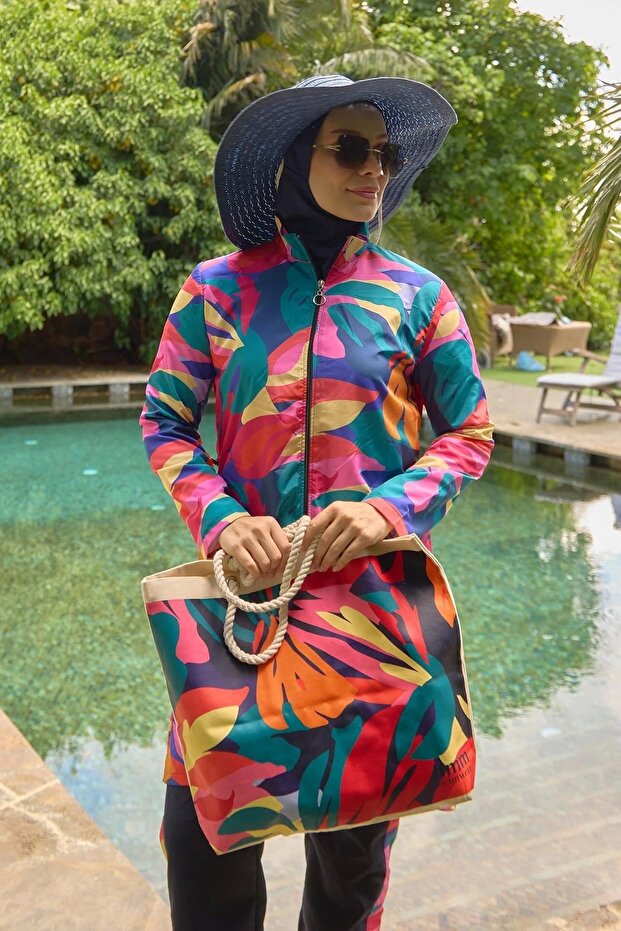 حقيبة الشاطئ نمط وردي اللون - 4